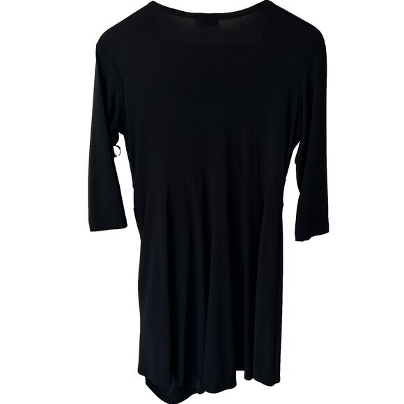 Sympli Tunic Top Size 6 Ruched Asymmetric Black Artsy Pocket V-Neck Lagenlook - Picture 7 of 7
